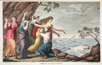 Ceyx and Alcyone or Ceice e Alcione, Book XI, Illustration from Ovid